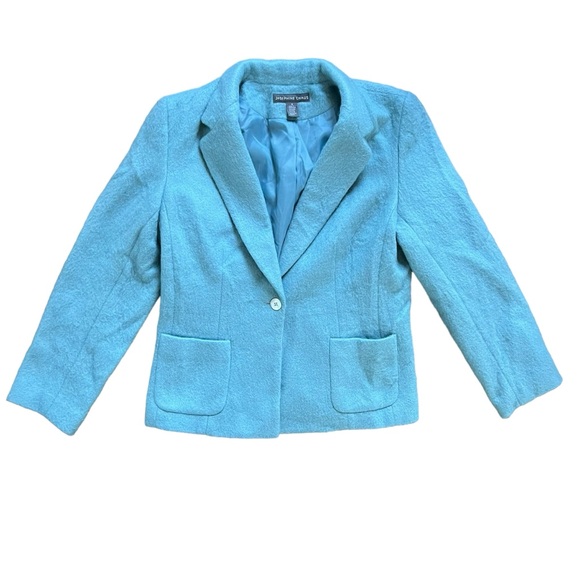 Josephine Chaus Mohair Wool Blend Blue Blazer Jacket Vintage Soft Womens size 10 - Picture 1 of 7